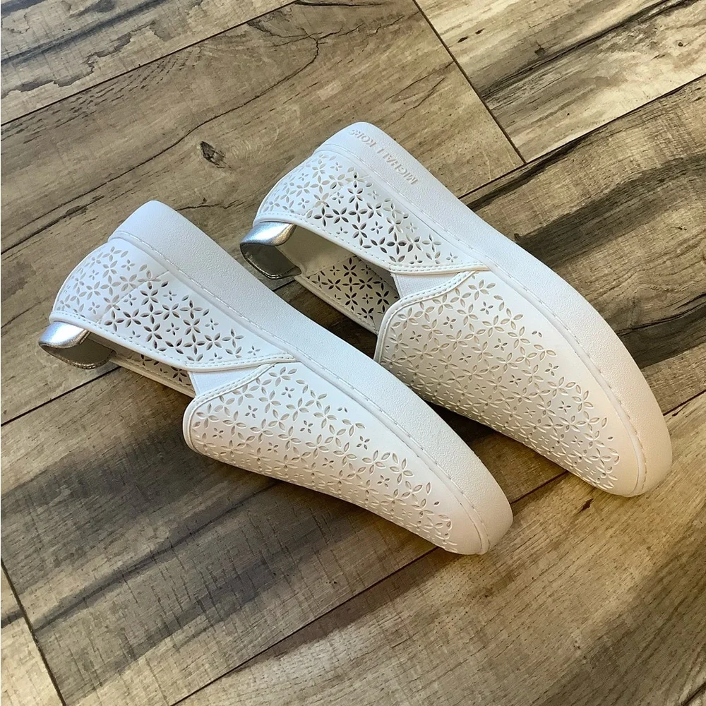 Michael Kors Womens Shoes Nappa Faux Leather Ophelia Slipon White 43S20PFPAL New - Picture 6 of 9